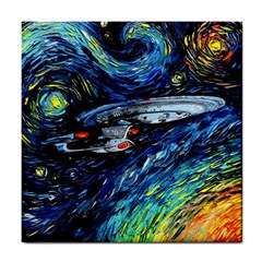 Spaceship Galaxy Parody Art Starry Night Tile Coaster by Sarkoni