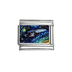 Spaceship Galaxy Parody Art Starry Night Italian Charm (9mm) by Sarkoni