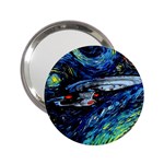 Spaceship Galaxy Parody Art Starry Night 2.25  Handbag Mirrors Front