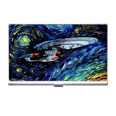 Spaceship Galaxy Parody Art Starry Night Business Card Holder by Sarkoni