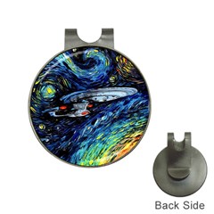 Spaceship Galaxy Parody Art Starry Night Hat Clips With Golf Markers by Sarkoni