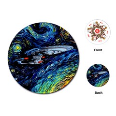 Spaceship Galaxy Parody Art Starry Night Playing Cards Single Design (round)