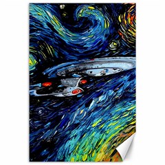 Spaceship Galaxy Parody Art Starry Night Canvas 24  X 36  by Sarkoni