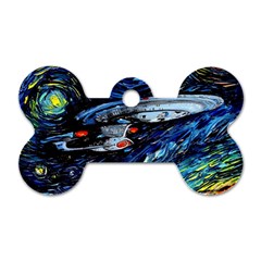 Spaceship Galaxy Parody Art Starry Night Dog Tag Bone (one Side) by Sarkoni