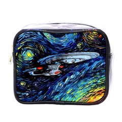 Spaceship Galaxy Parody Art Starry Night Mini Toiletries Bag (one Side) by Sarkoni