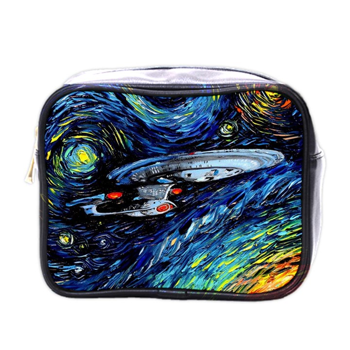 Spaceship Galaxy Parody Art Starry Night Mini Toiletries Bag (One Side)