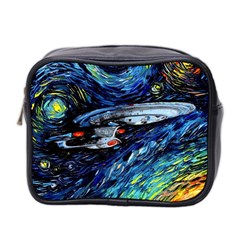 Spaceship Galaxy Parody Art Starry Night Mini Toiletries Bag (two Sides) by Sarkoni