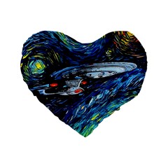 Spaceship Galaxy Parody Art Starry Night Standard 16  Premium Heart Shape Cushions