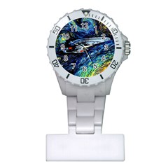 Spaceship Galaxy Parody Art Starry Night Plastic Nurses Watch by Sarkoni