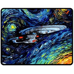 Spaceship Galaxy Parody Art Starry Night Two Sides Fleece Blanket (medium) by Sarkoni