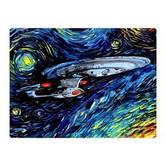 Spaceship Galaxy Parody Art Starry Night Two Sides Premium Plush Fleece Blanket (mini)