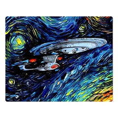 Spaceship Galaxy Parody Art Starry Night Two Sides Premium Plush Fleece Blanket (large) by Sarkoni