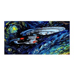 Spaceship Galaxy Parody Art Starry Night Satin Wrap 35  X 70  by Sarkoni