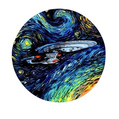 Spaceship Galaxy Parody Art Starry Night Mini Round Pill Box by Sarkoni