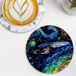 Spaceship Galaxy Parody Art Starry Night UV Print Round Tile Coaster Front