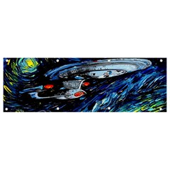 Spaceship Galaxy Parody Art Starry Night Banner And Sign 9  X 3  by Sarkoni