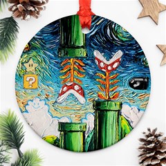 Game Starry Night Doctor Who Van Gogh Parody Ornament (round) by Sarkoni