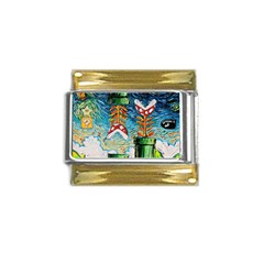 Game Starry Night Doctor Who Van Gogh Parody Gold Trim Italian Charm (9mm) by Sarkoni