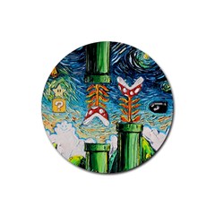 Game Starry Night Doctor Who Van Gogh Parody Rubber Coaster (round) by Sarkoni