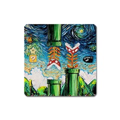 Game Starry Night Doctor Who Van Gogh Parody Square Magnet by Sarkoni