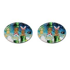 Game Starry Night Doctor Who Van Gogh Parody Cufflinks (oval) by Sarkoni