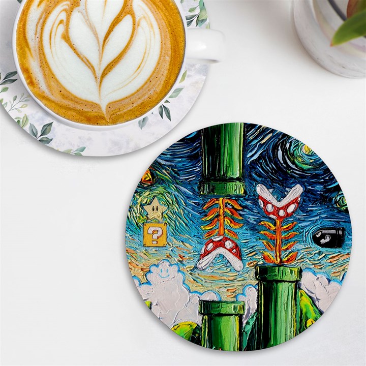 Game Starry Night Doctor Who Van Gogh Parody UV Print Round Tile Coaster