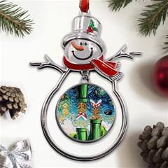 Game Starry Night Doctor Who Van Gogh Parody Metal Snowman Ornament by Sarkoni