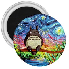 Cartoon Starry Night Art Van Gogh Parody 3  Magnets by Sarkoni