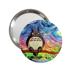 Cartoon Starry Night Art Van Gogh Parody 2 25  Handbag Mirrors by Sarkoni