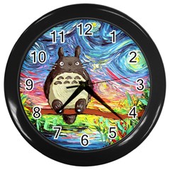 Cartoon Starry Night Art Van Gogh Parody Wall Clock (black) by Sarkoni