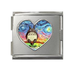 Cartoon Starry Night Art Van Gogh Parody Mega Link Heart Italian Charm (18mm) by Sarkoni