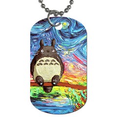 Cartoon Starry Night Art Van Gogh Parody Dog Tag (one Side) by Sarkoni