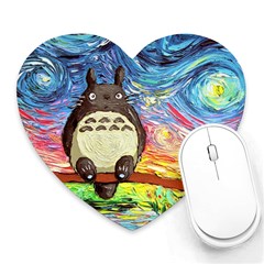 Cartoon Starry Night Art Van Gogh Parody Heart Mousepad by Sarkoni