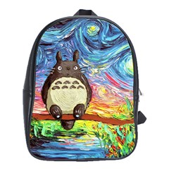 Cartoon Starry Night Art Van Gogh Parody School Bag (large) by Sarkoni