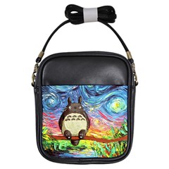 Cartoon Starry Night Art Van Gogh Parody Girls Sling Bag by Sarkoni