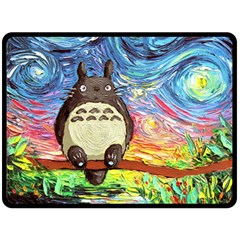 Cartoon Starry Night Art Van Gogh Parody Fleece Blanket (large) by Sarkoni