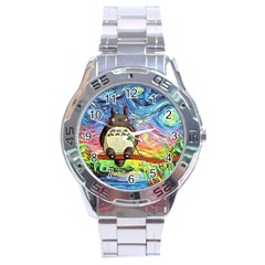 Cartoon Starry Night Art Van Gogh Parody Stainless Steel Analogue Watch by Sarkoni