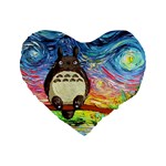 Cartoon Starry Night Art Van Gogh Parody Standard 16  Premium Heart Shape Cushions Front