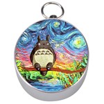 Cartoon Starry Night Art Van Gogh Parody Silver Compasses Front