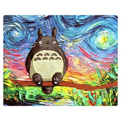 Cartoon Starry Night Art Van Gogh Parody Two Sides Premium Plush Fleece Blanket (medium) by Sarkoni