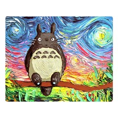 Cartoon Starry Night Art Van Gogh Parody Two Sides Premium Plush Fleece Blanket (large)