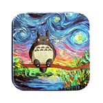 Cartoon Starry Night Art Van Gogh Parody Square Metal Box (Black) Front