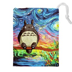 Cartoon Starry Night Art Van Gogh Parody Drawstring Pouch (4xl) by Sarkoni