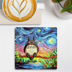 Cartoon Starry Night Art Van Gogh Parody Uv Print Square Tile Coaster  by Sarkoni