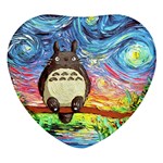 Cartoon Starry Night Art Van Gogh Parody Heart Glass Fridge Magnet (4 pack) Front