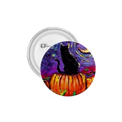 Halloween Art Starry Night Hallows Eve Black Cat Pumpkin 1 75  Buttons by Sarkoni