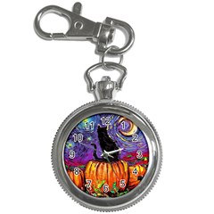 Halloween Art Starry Night Hallows Eve Black Cat Pumpkin Key Chain Watches