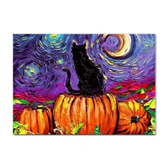 Halloween Art Starry Night Hallows Eve Black Cat Pumpkin Sticker A4 (10 Pack) by Sarkoni