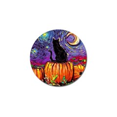 Halloween Art Starry Night Hallows Eve Black Cat Pumpkin Golf Ball Marker (10 Pack) by Sarkoni