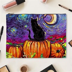 Halloween Art Starry Night Hallows Eve Black Cat Pumpkin Cosmetic Bag (xl) by Sarkoni